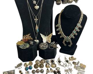 Collection of Mostly Sterling Silver Southwestern & Mexican Jewelry