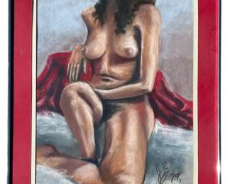 A 1979 Oil Pastel Nude of a Woman
