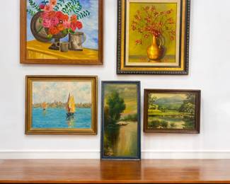 Gallery Wall of Mid Century Paintings