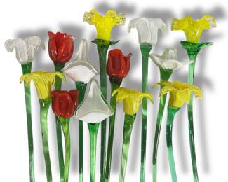 A Collection of MURANO Art Glass Flowers