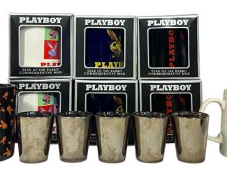 A Collection of 1989-2000 Playboy Commemorative Mugs & Shot Glasses