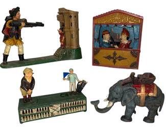 Four Book of Knowledge Mechanical Cast Iron Banks