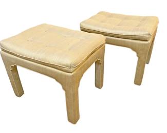 Mid Century Parsons Style Benches, Pair