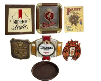 Collection of Vintage Beer Advertising Signs, STROH'S, MILLER LITE