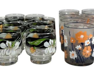 Collection of Retro Floral Glasses
