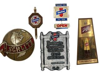 Five Vintage Beer Advertising Signs, SCHLITZ & STERLING