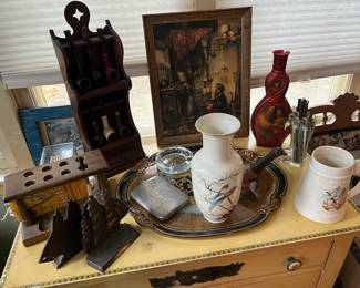 Interesting pottery, glass, decor and more throughout the sale.