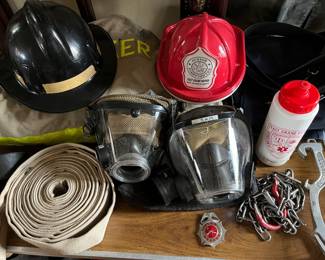 Vintage fire and rescue items.