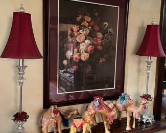 Vintage leather camel figurines.