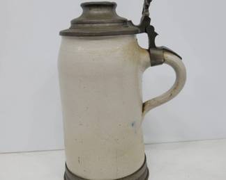 	1800's German Pewter-Lidded Stoneware Stein