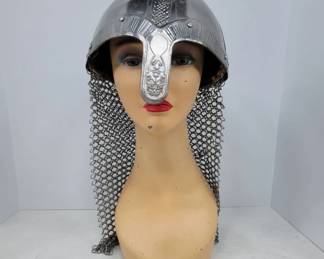 	Viking Style Metal Helmet With Chainmail