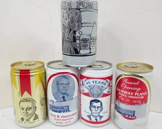 Five Budweiser Commemorative Cans