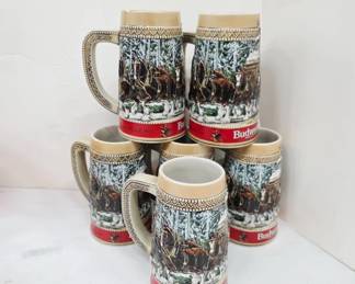 	6 Budweiser C Series Beer Steins