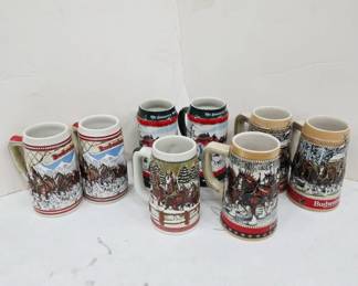	8 Budweiser Holiday Beer Steins
