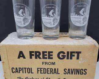 Kansas Centennial Glasses With Box