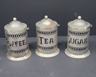 	Metal Holders With Cobalt Glass Inserts