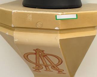 Pr. Catholic Saint statue stands used as a wall console.