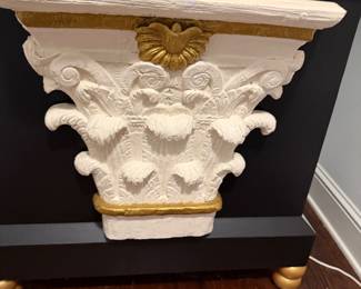 Solid wood carved piece covered with white plaster
