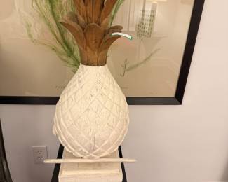 Solid wood hand carved pineapple large