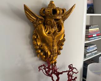 Pair of solid wood, gilded, hand carved angel sculpture