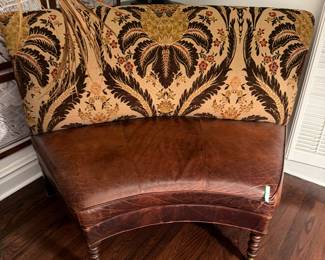 Horchow leather curved bench