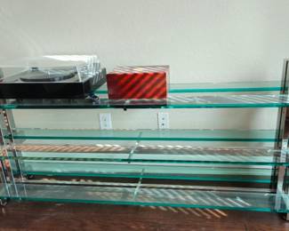 German glass high end shelving. Excellent for stereo componets.