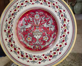Italian Majolica ceramic plate, Patti di Nulli Deruta. Renaissance design. 13"