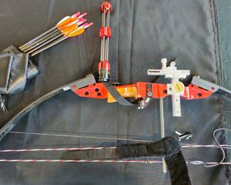 One of two top of the line His and Hers Matthews crossbows with accessories. Like new. Hers shown in photo. His in blue not shown.