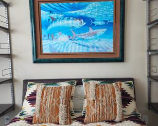 Marine Life limited edition print No. 11/200, by Guy Harvey, renown marine life artist, scientist, and conservationist.  Quilt and ethnic pillows for sale. 