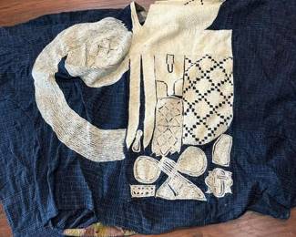 Agbada, W. Africa, indigo, silk embroidery also known as a boubou, babban riga, riga, Photo of entire piece to come.
