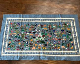 Hmong or Pa Ndaub question story cloth cartographic quilt top  