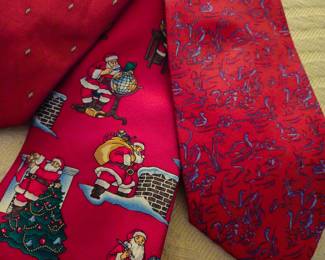 Two Feragamo neckties and a Santa tie 