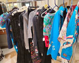 Double D, Prida Designs, Mary McFadden,  Mexico, black allover Seguin evening wear,  black suede evening dress studded with rhinestones