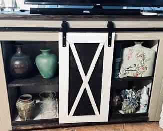 Entertainment cabinet hand built,
Sliding door in middle
VERY HEAVY, SOLID WOOD