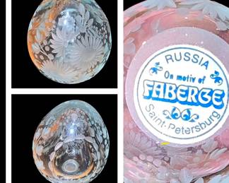 Faberge clear mini etched crystal egg