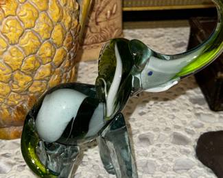 Vintage Smoked Glass Elephant Figurine 