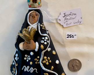 Fine example of Mexican folk art by artist Josefina Aquilar. Titled Our Lady of Solitude, she is a popular religious figure in Oaxaca, Mexico. Buy it now. $250