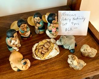 Delightful Mexican Pottery Nativity set. Sweet expressions. Buy it now. $68