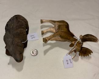 Cool animal ornaments , moose and bear. Choice $18 each. Buy it now.