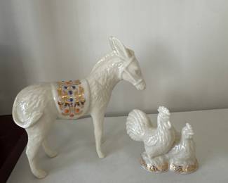 Lenox donkey $40 rooster and hen $80. Buy it now.
