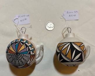 Acoma New Mexico inspired ornaments. Choice $15. Buy it now.