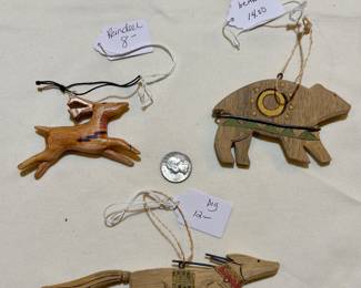 Wood carved animal ornaments. Choice for each. Prices as marked. Buy it now.