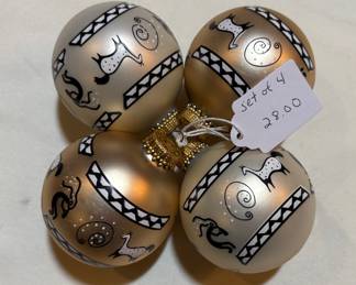 Set of 4 Native American inspired glass ornaments. Buy it now $28