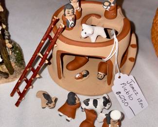 Distinct style of handmade pottery from Jemez Pueblo in New Mexico. 13 piece Nativity set. Buy it now. $250