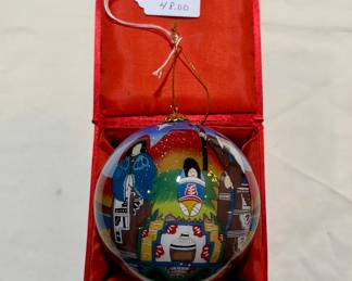 Lawrence Vargas ornament. Each ornament is painted on the inside and no two are alike. Buy it now. $48