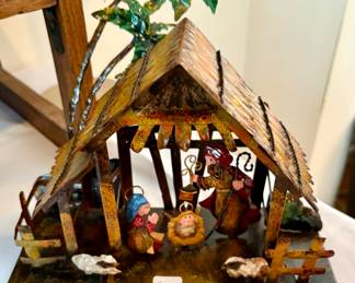 Folksy metal Nativity set. Buy it now. $20