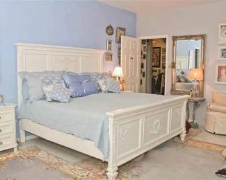 Item 8 King Size White Wood Bed Frame with Roman Empire Appliques (frame Only) $600  or best offer Mattress  and linens not included