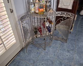 Item 11 Vintage Style Bar Hammered Silver paint on Iron Has Wine and liquor Storage as well as goblet storage. $300 or best offer