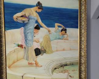 Item 30 Hand Painted In the likes of Sir Alma Tadema's "Silver Favourites" A Beautifully Wood Framed, Professionally Museum Mounted Art piece.  Approximate Dimensions 49"X44" $700 or best offer