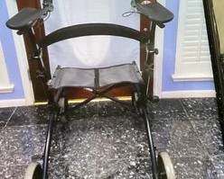 Item 44 Stand Up Upright Walker With Seat, Arm Resta.. Heavy Duty Folding Medical Aid Scooter for Elderly , Walking Assis Foldable For Transport 300lbs  $100